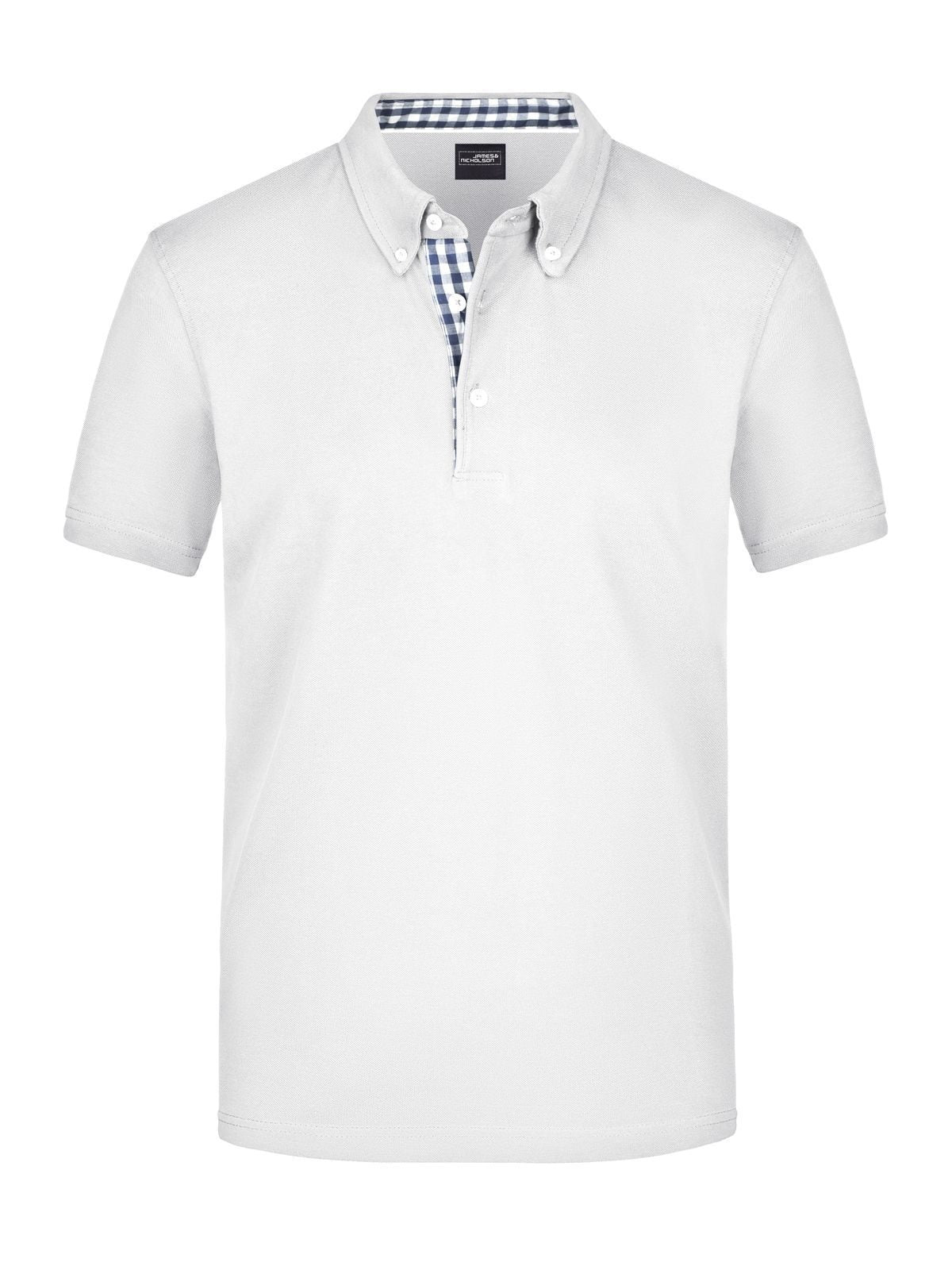 Plain Polo Herren Poloshirt – Daiber – Farbe white/navy-white – individuell veredelbar