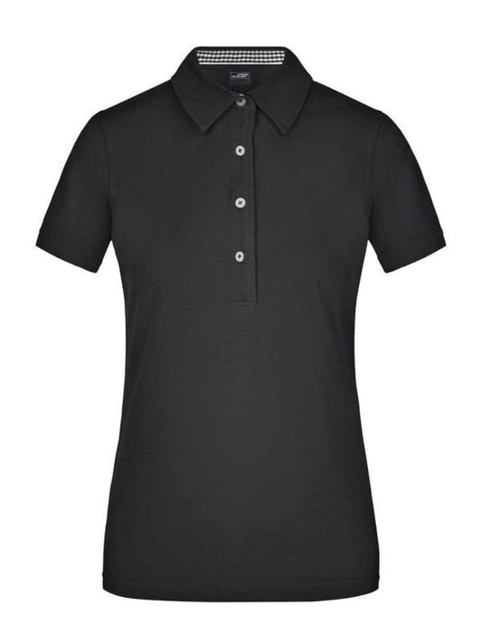 Ladies' Plain Polo Damen Poloshirt – Daiber – Farbe black/black/white – individuell veredelbar