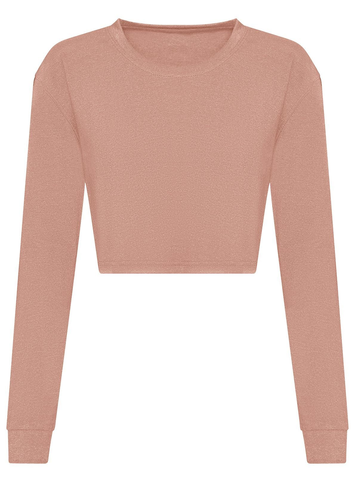 Long Sleeved Cropped T Damen T-Shirt – Just Ts by AWDis – Farbe dusty pink – individuell veredelbar