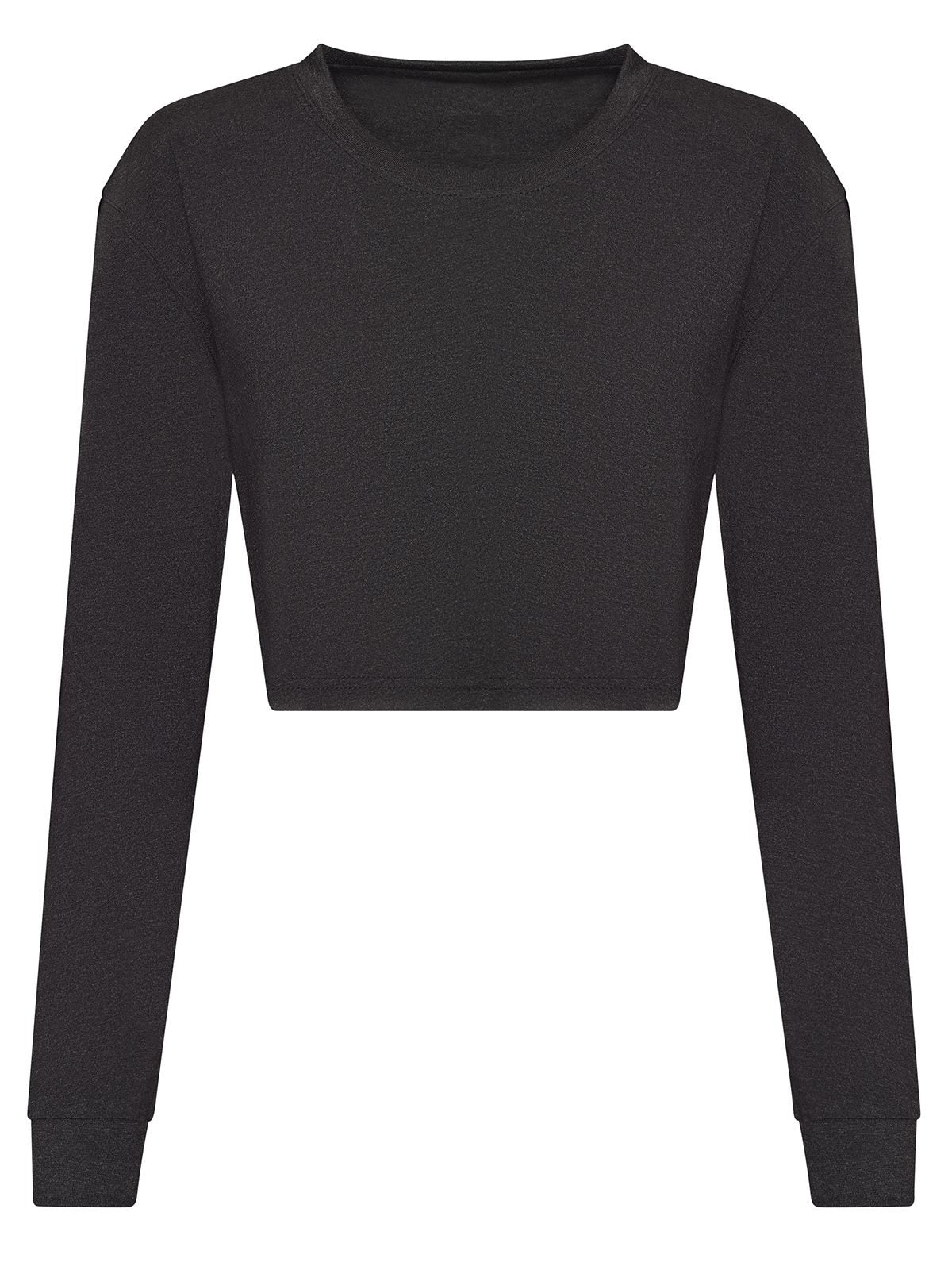 Long Sleeved Cropped T Damen T-Shirt – Just Ts by AWDis – Farbe Heather Black – individuell veredelbar