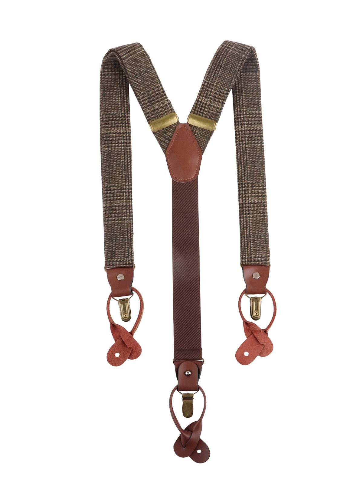 Suspenders Urban-Glencheck Herren Gürtel / Hosenträger – Karlowsky – Farbe Dark-Brown – individuell veredelbar