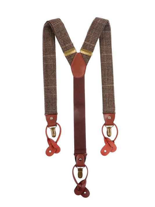Suspenders Urban-Glencheck Herren Gürtel / Hosenträger – Karlowsky – Farbe Dark-Brown – individuell veredelbar