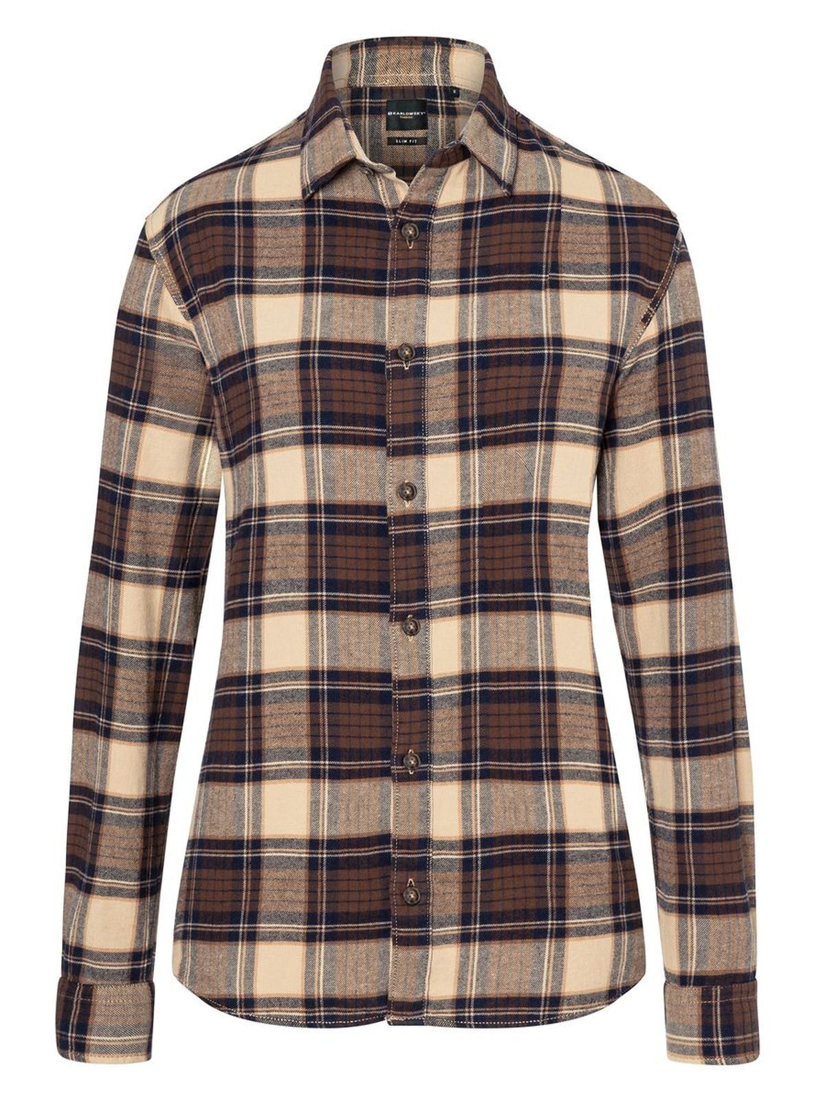 Ladies' checked blouse Urban-Trend Damen Hemd / Bluse – Karlowsky – Farbe Sahara – individuell veredelbar
