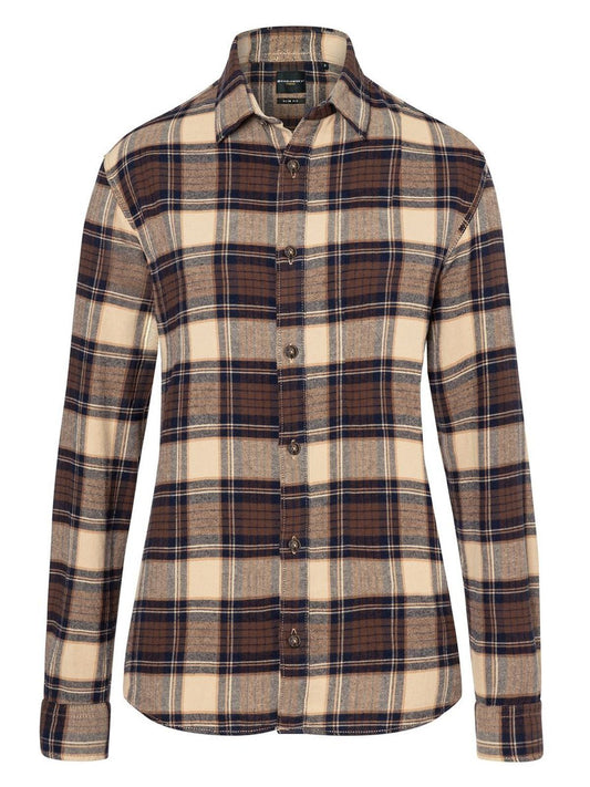 Ladies' checked blouse Urban-Trend Damen Hemd / Bluse – Karlowsky – Farbe Sahara – individuell veredelbar