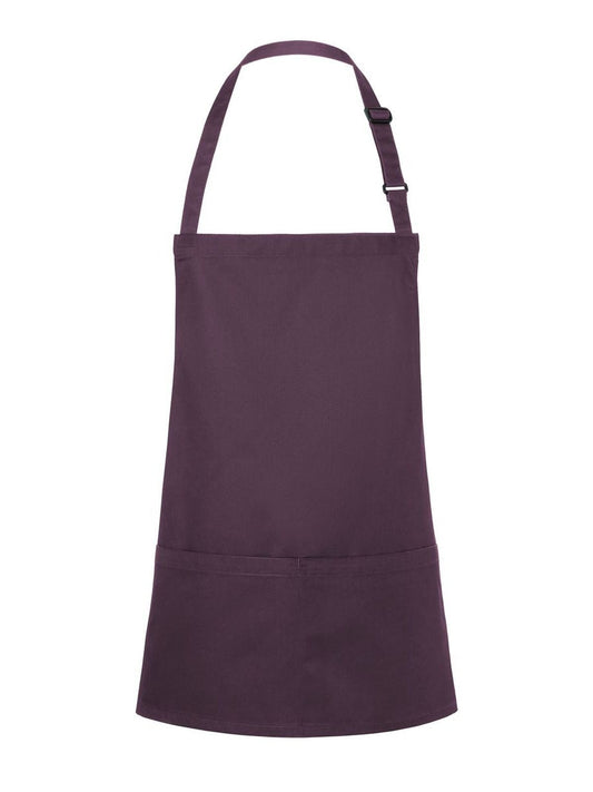 Short Bib Apron Basic With Buckle And Pocket Herren Schürze / Kasack – Karlowsky – Farbe Aubergine – individuell veredelbar
