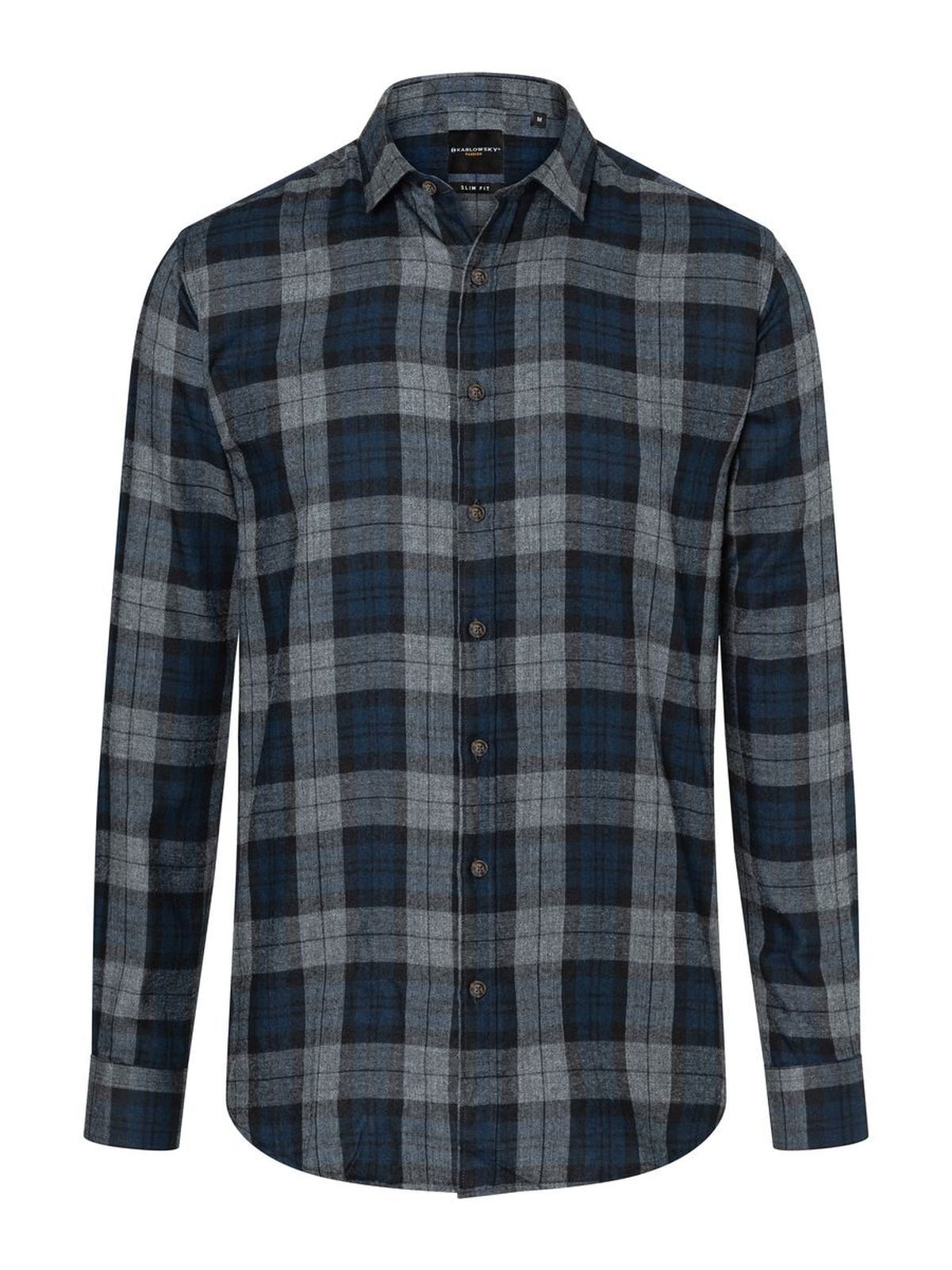 checked shirt Urban-Style Herren Hemd / Bluse – Karlowsky – Farbe Navy – individuell veredelbar