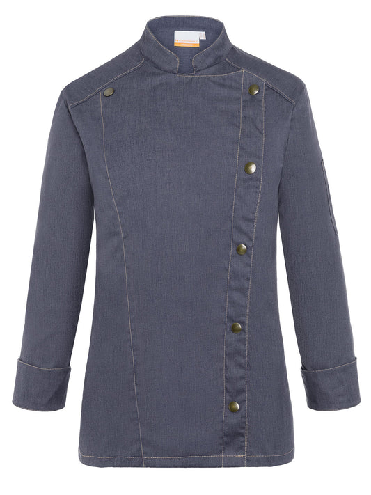 Ladies' Chef Jacket Jeans-Style Damen Schürze / Kasack – Karlowsky – Farbe Vintage Black – individuell veredelbar