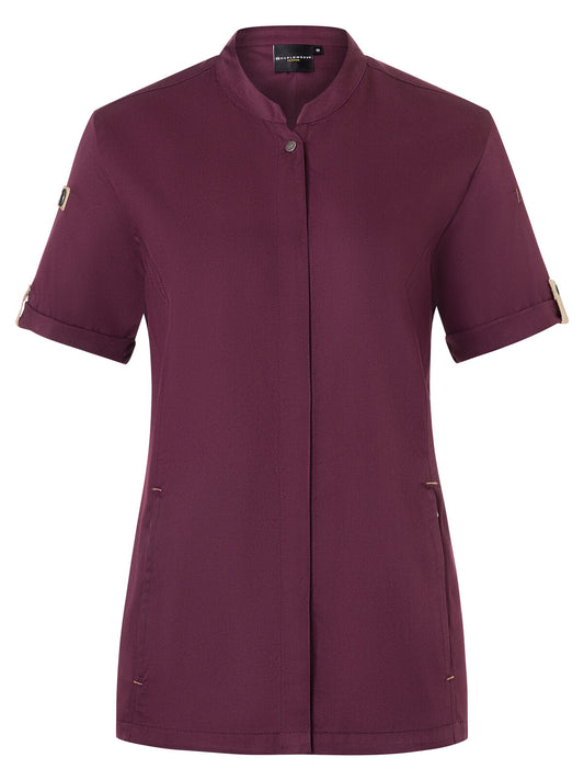 Giacca da cuoco da donna a maniche corte Green-Generation Damen Schürze / Kasack – Karlowsky – Farbe Aubergine – individuell veredelbar