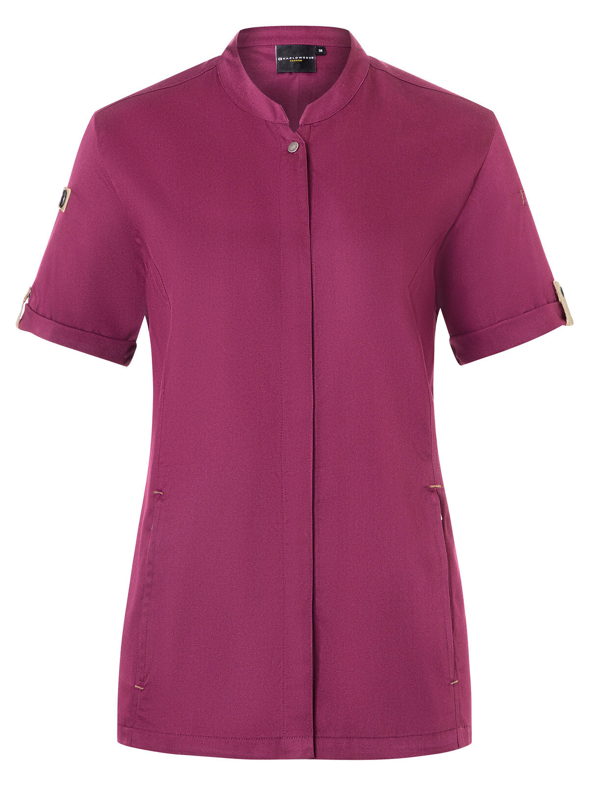 Giacca da cuoco da donna a maniche corte Green-Generation Damen Schürze / Kasack – Karlowsky – Farbe Fuchsia – individuell veredelbar