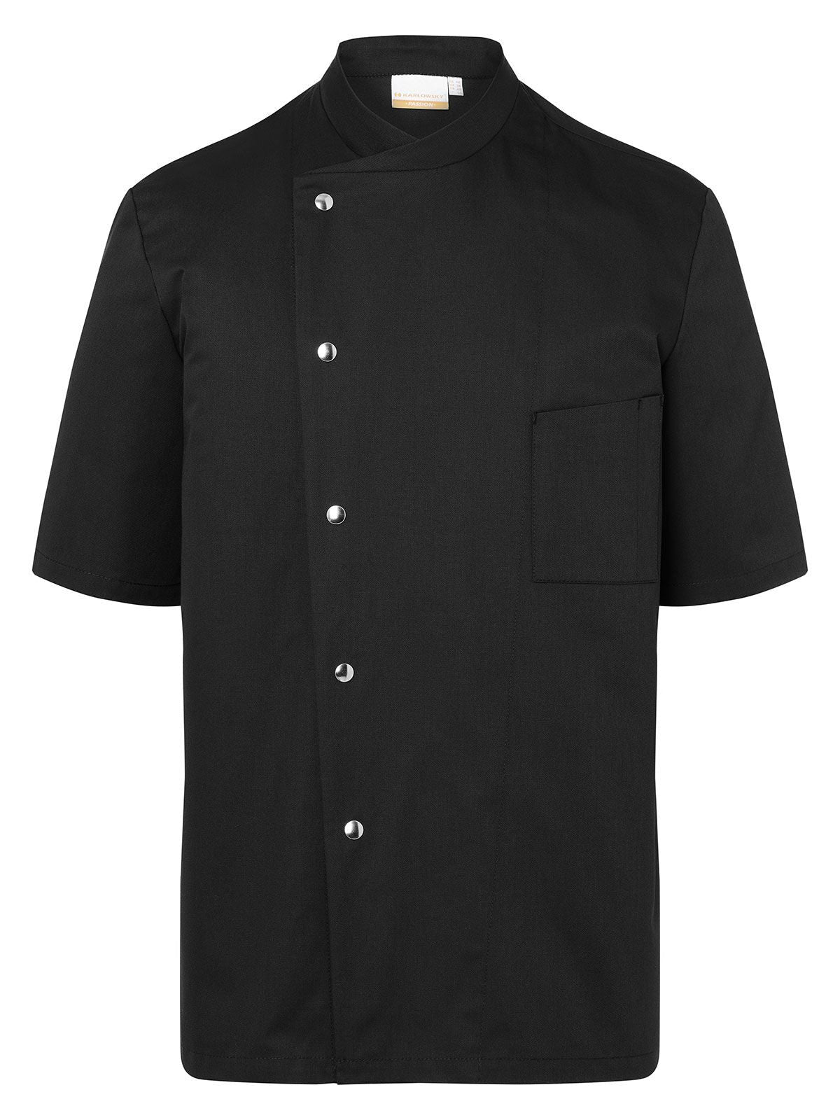 Chef Jacket Gustav Short Sleeve Herren Schürze / Kasack – Karlowsky – Farbe Schwarz – individuell veredelbar