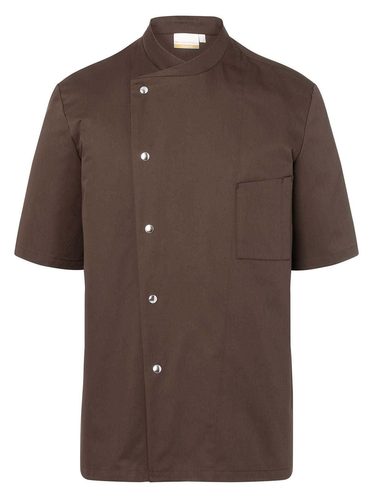 Chef Jacket Gustav Short Sleeve Herren Schürze / Kasack – Karlowsky – Farbe Light-Brown – individuell veredelbar