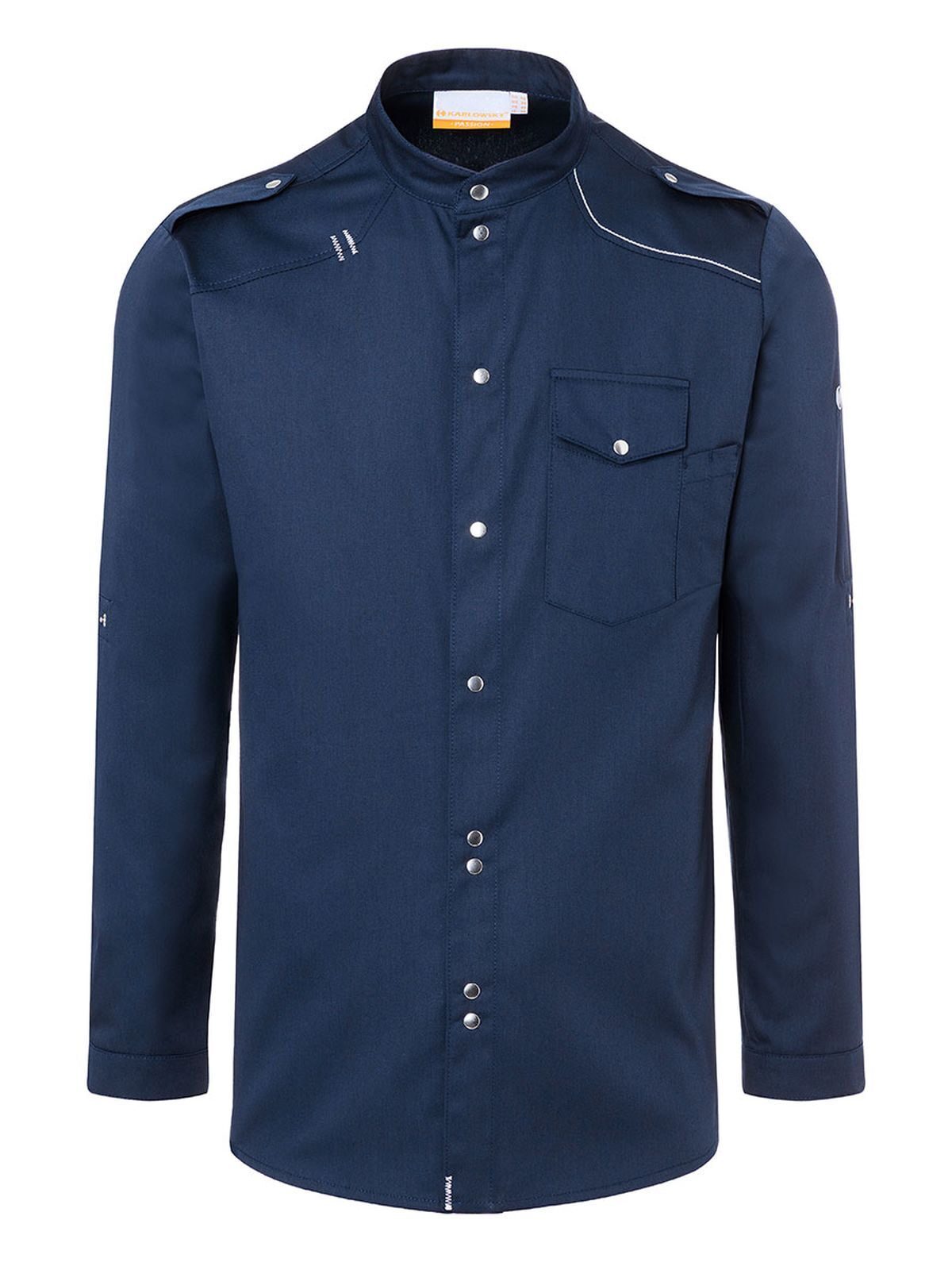 Chef Shirt New Identity Herren Schürze / Kasack – Karlowsky – Farbe Navy – individuell veredelbar