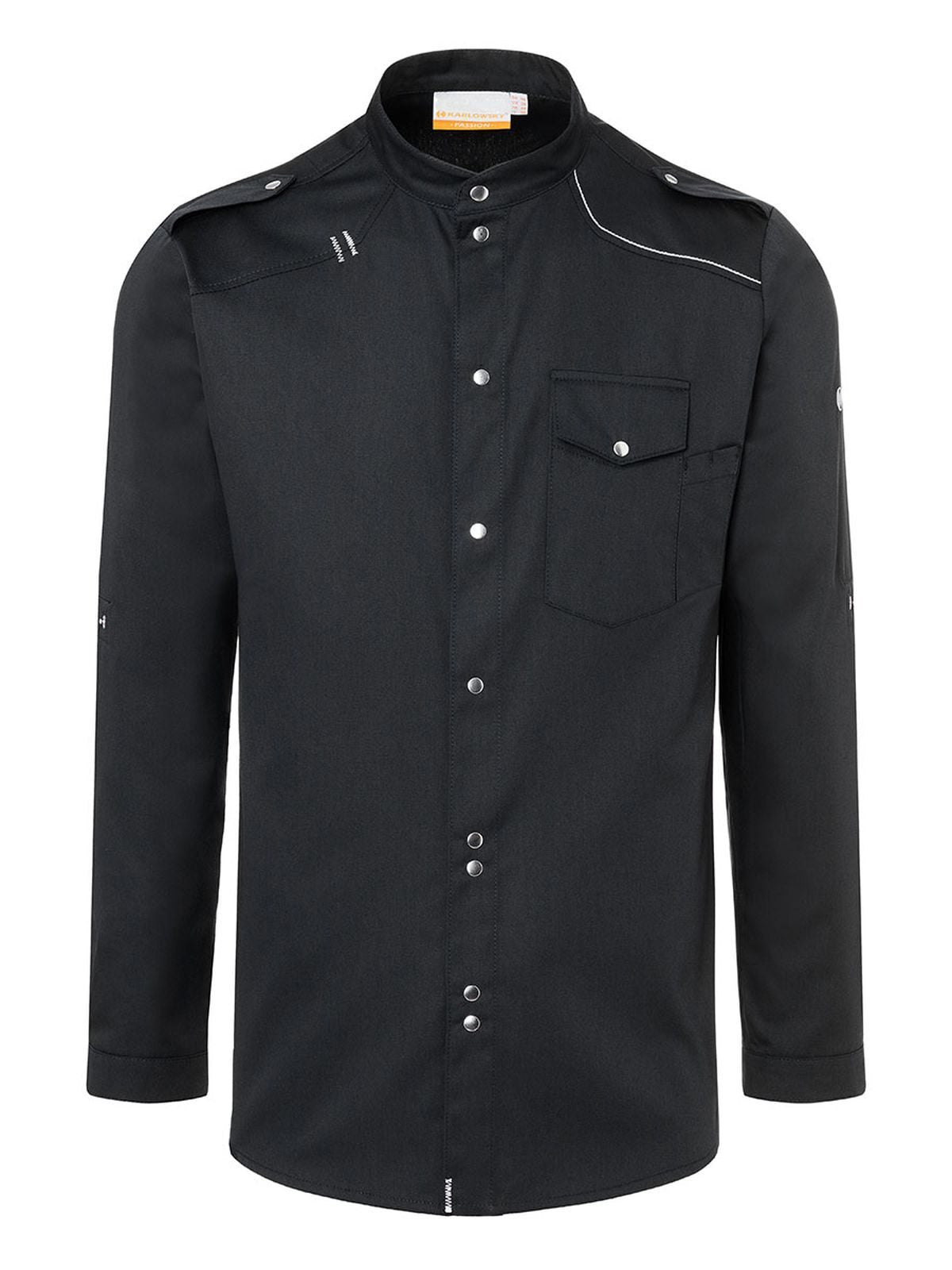Chef Shirt New Identity Herren Schürze / Kasack – Karlowsky – Farbe Schwarz – individuell veredelbar