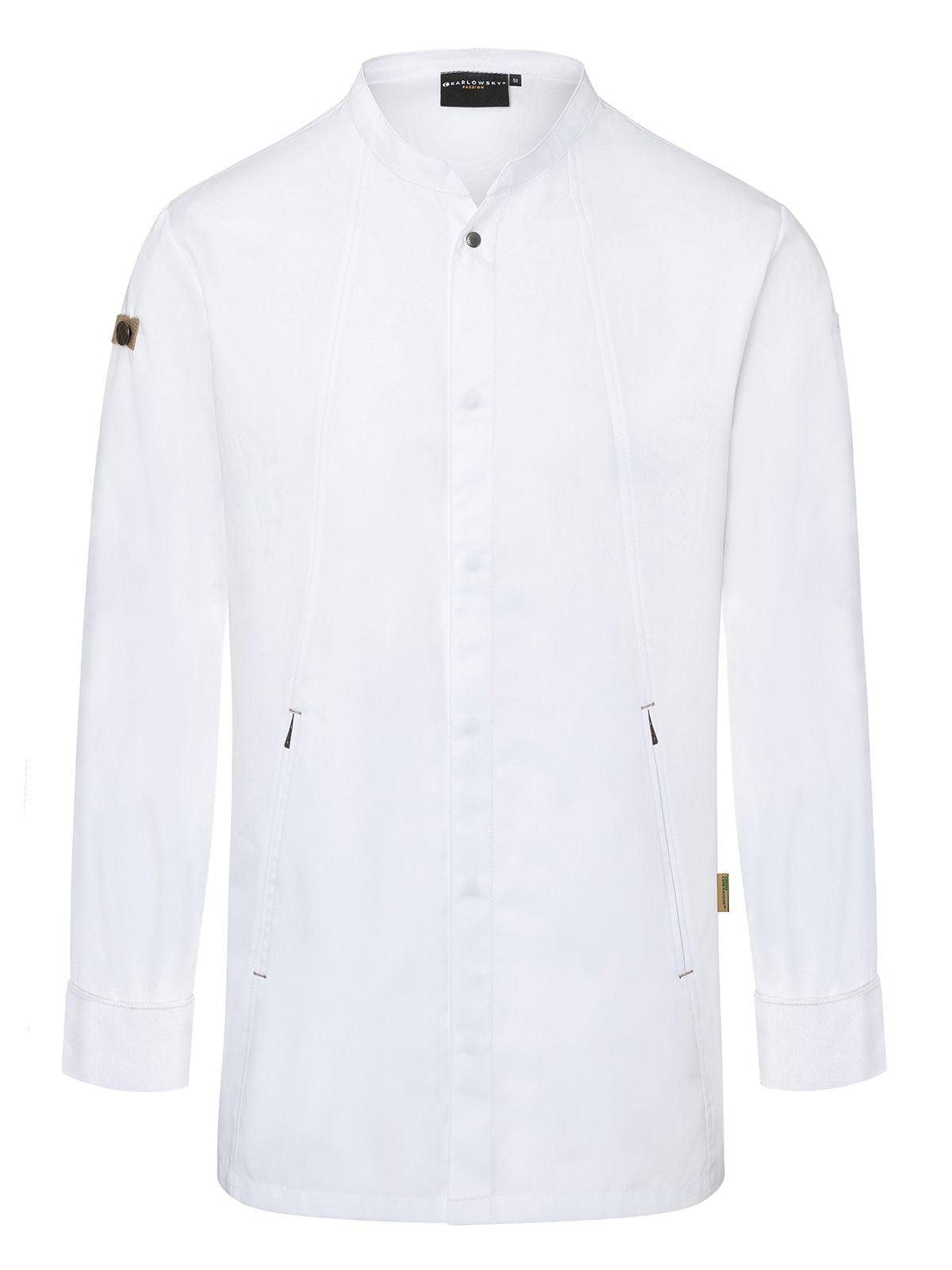 Chefs Jacket Long-Sleeve Green Generation Herren Schürze / Kasack – Karlowsky – Farbe Weiß – individuell veredelbar