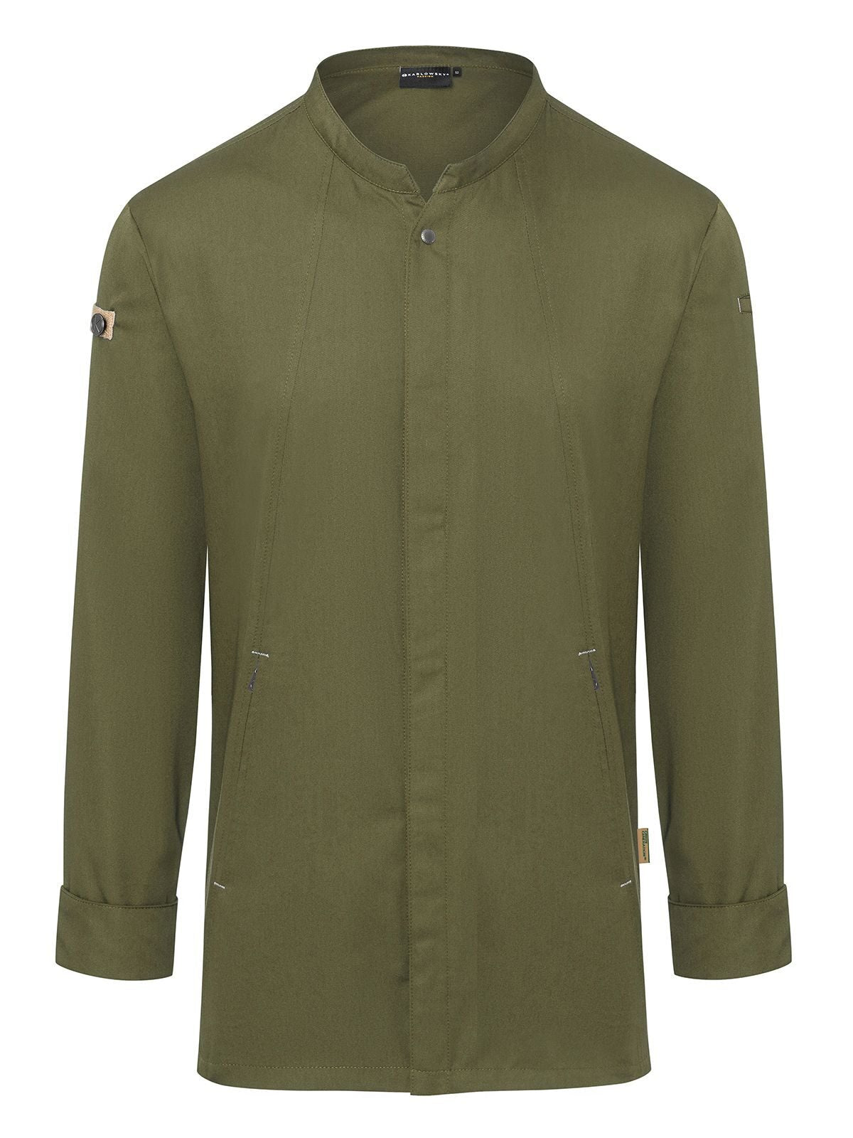 Chefs Jacket Long-Sleeve Green Generation Herren Schürze / Kasack – Karlowsky – Farbe Moss Green – individuell veredelbar