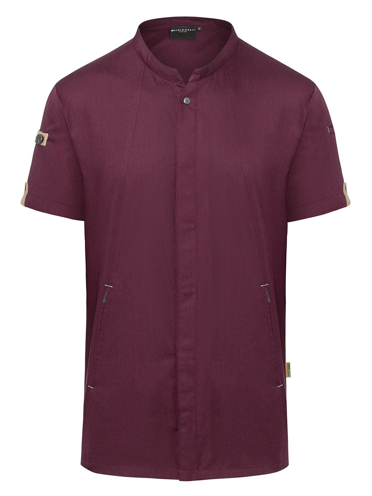 Chefs Jacket Short-Sleeve Green Generation Herren Schürze / Kasack – Karlowsky – Farbe Aubergine – individuell veredelbar