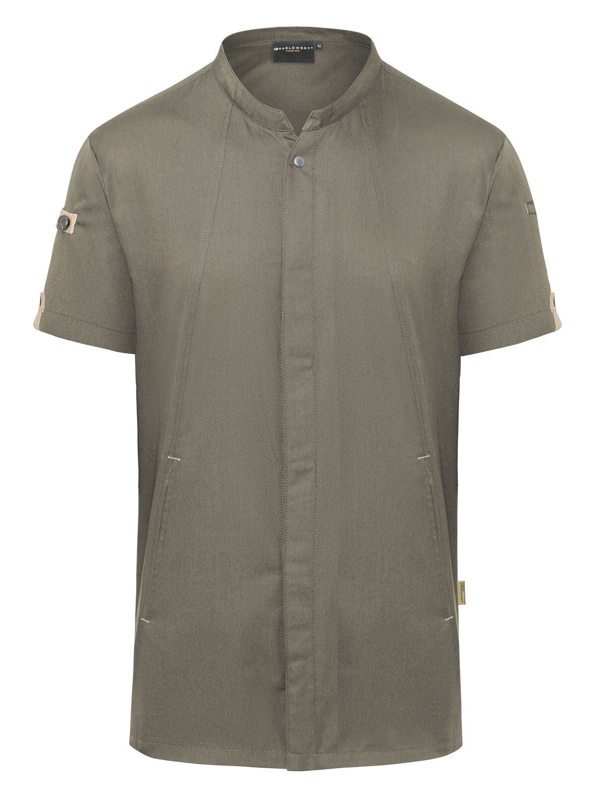 Chefs Jacket Short-Sleeve Green Generation Herren Schürze / Kasack – Karlowsky – Farbe Sage – individuell veredelbar