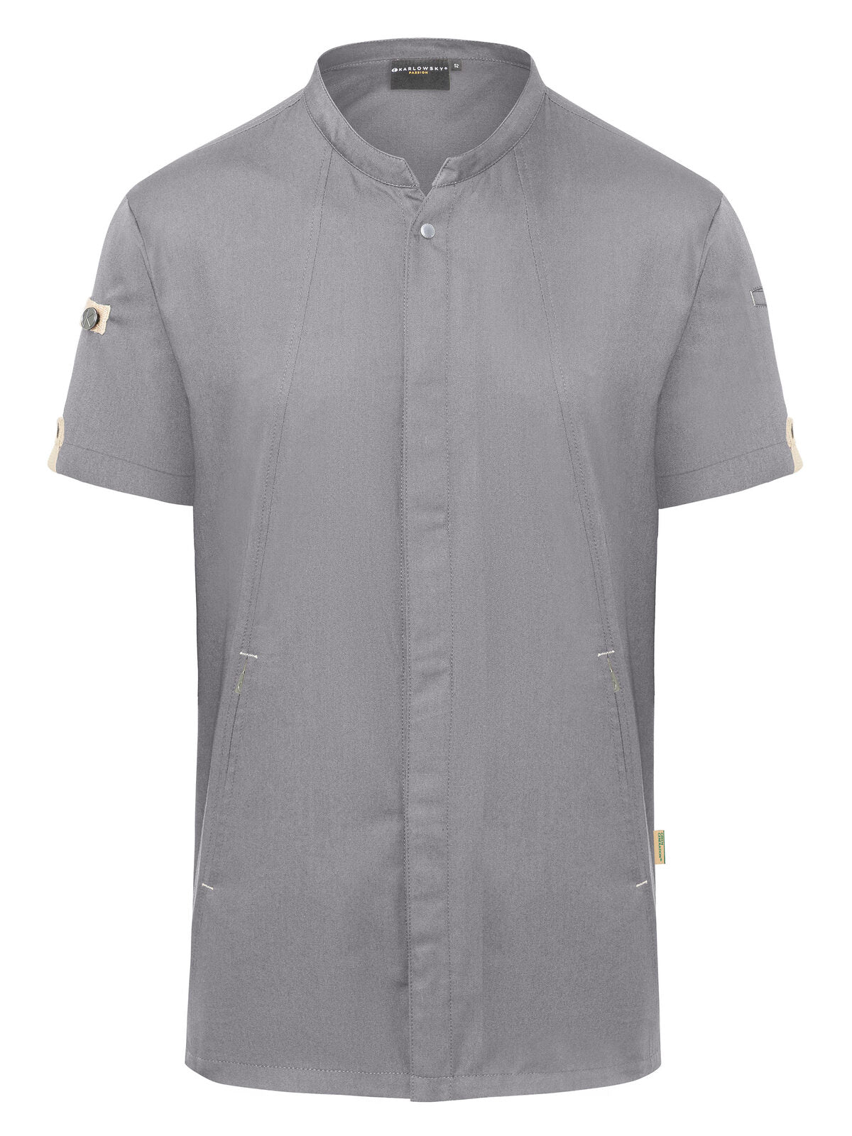 Chefs Jacket Short-Sleeve Green Generation Herren Schürze / Kasack – Karlowsky – Farbe Platinum Grey – individuell veredelbar