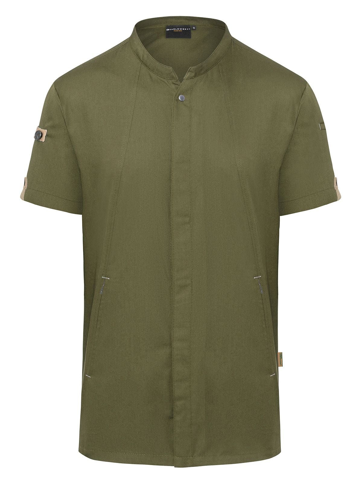 Chefs Jacket Short-Sleeve Green Generation Herren Schürze / Kasack – Karlowsky – Farbe Moss Green – individuell veredelbar