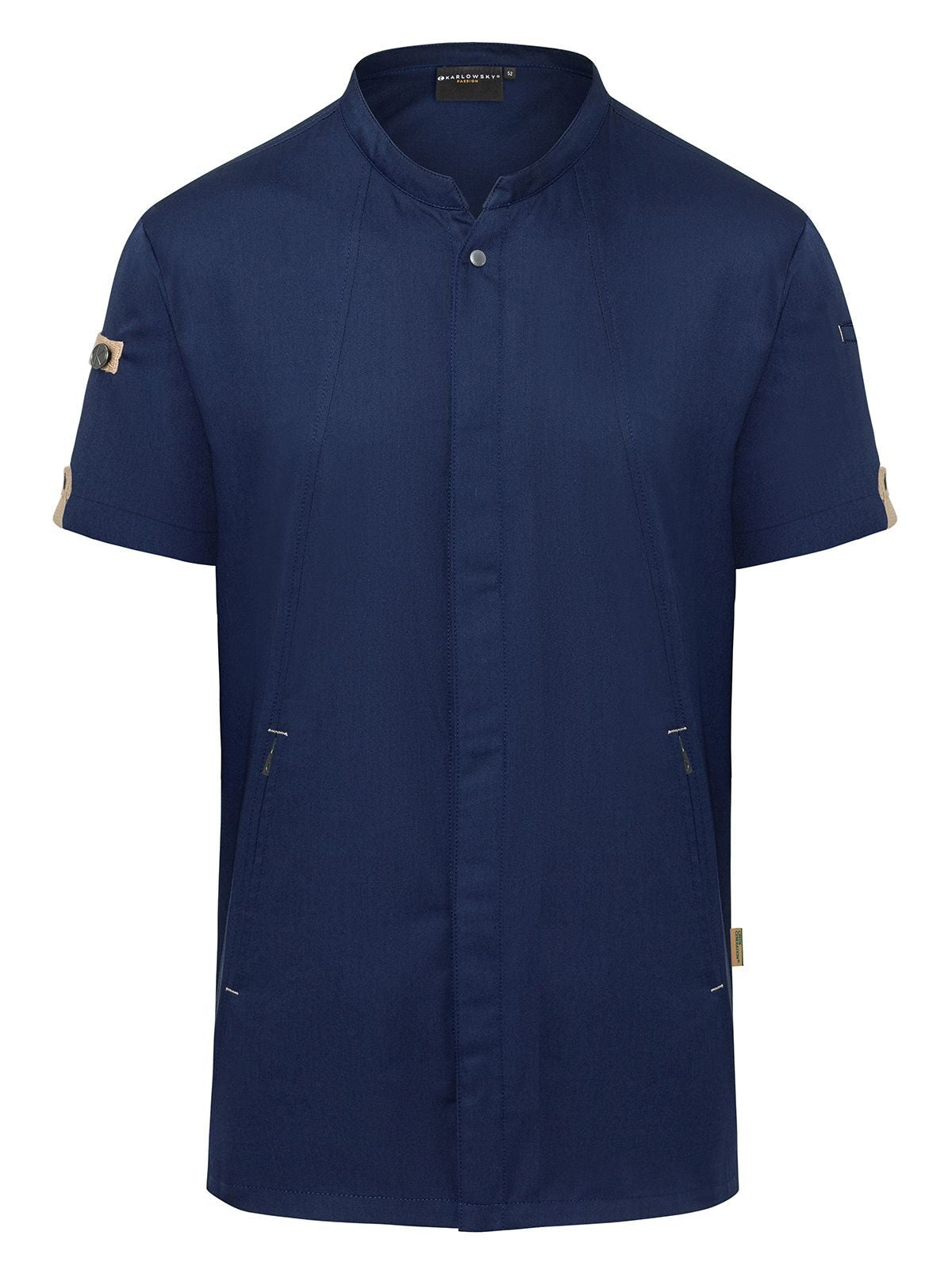 Chefs Jacket Short-Sleeve Green Generation Herren Schürze / Kasack – Karlowsky – Farbe Steel Blue – individuell veredelbar