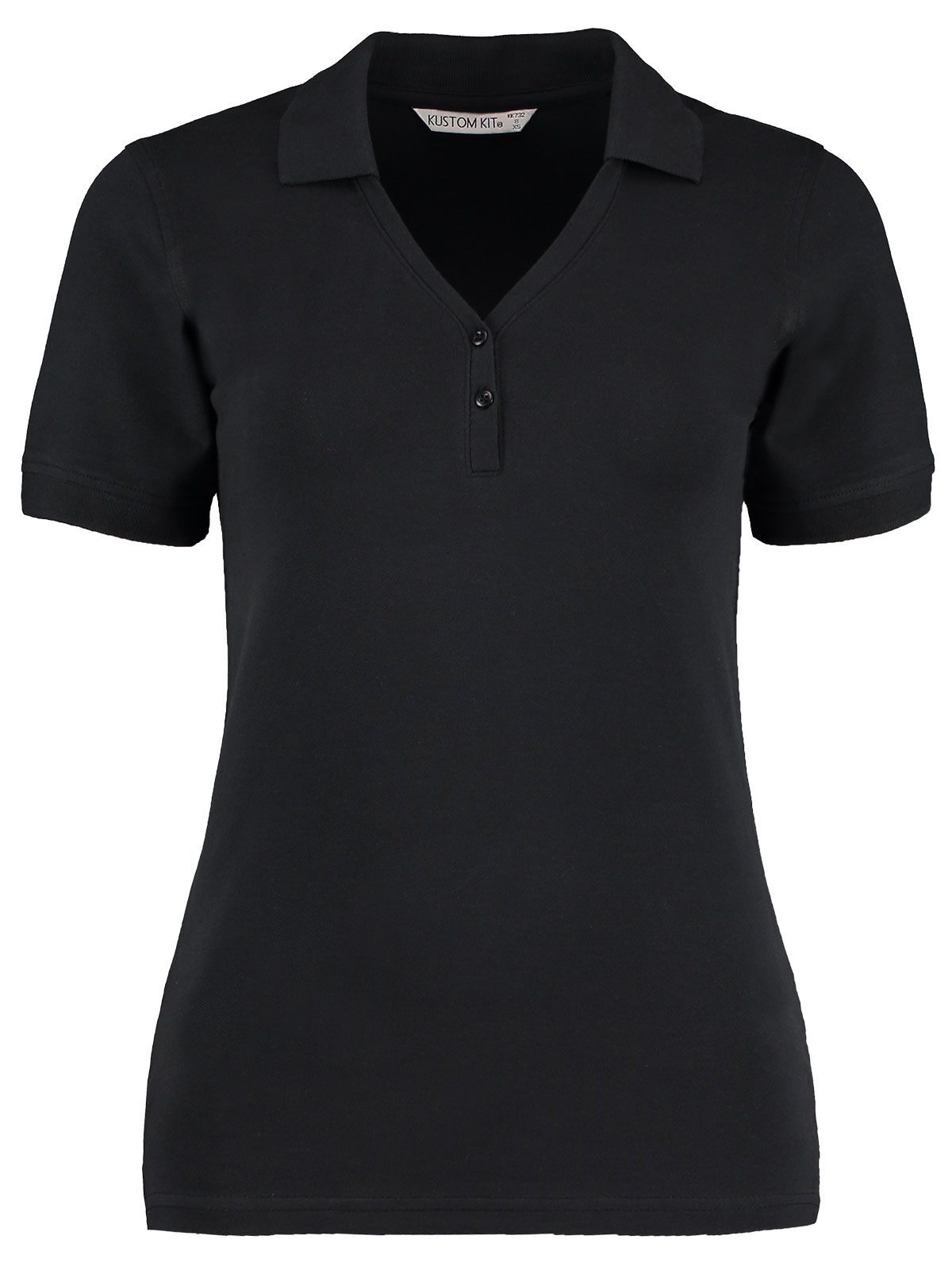 Sophia V-Neck Comfortec Polo Poloshirt – Kustom Kit – Farbe Schwarz – individuell veredelbar