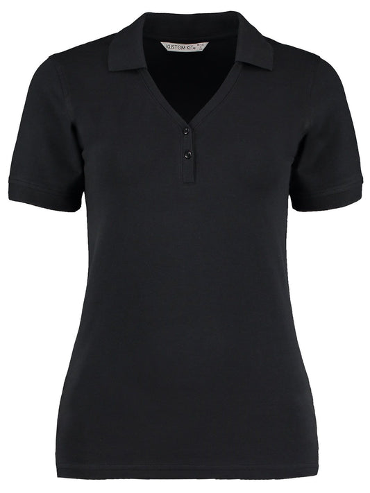 Sophia V-Neck Comfortec Polo Poloshirt – Kustom Kit – Farbe Schwarz – individuell veredelbar