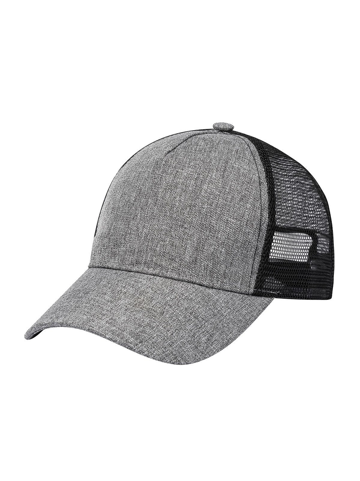 Trucker Caps Trucker Cap Grau Melange-Schwarz bestickbar und bedruckbar – LA1970