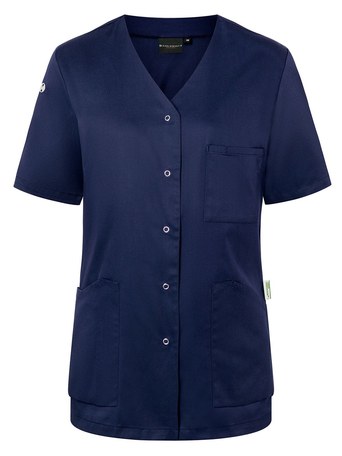 Work Smock With Press Studs - Essential Damen Schürze / Kasack – Karlowsky – Farbe Navy – individuell veredelbar