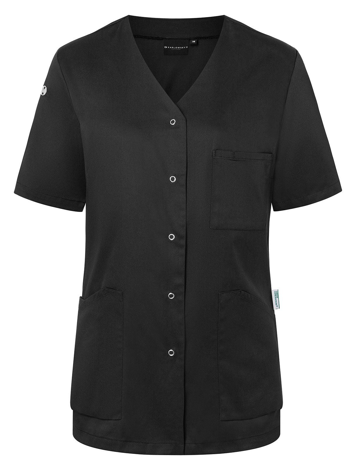 Work Smock With Press Studs - Essential Damen Schürze / Kasack – Karlowsky – Farbe Schwarz – individuell veredelbar