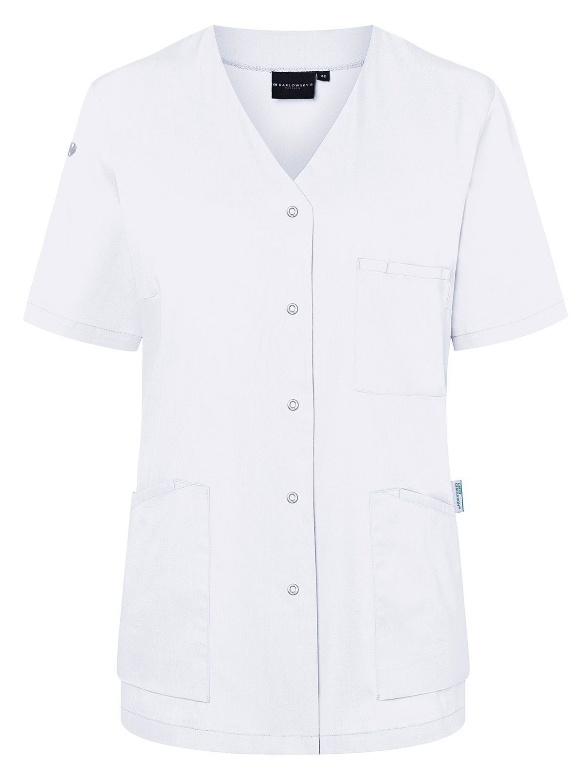 Work Smock With Press Studs - Essential Damen Schürze / Kasack – Karlowsky – Farbe Weiß – individuell veredelbar
