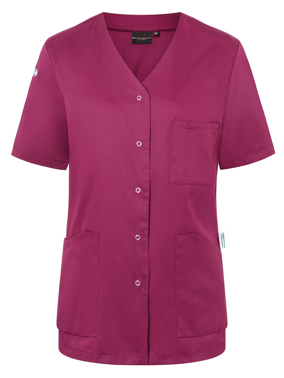 Work Smock With Press Studs - Essential Damen Schürze / Kasack – Karlowsky – Farbe Fuchsia – individuell veredelbar