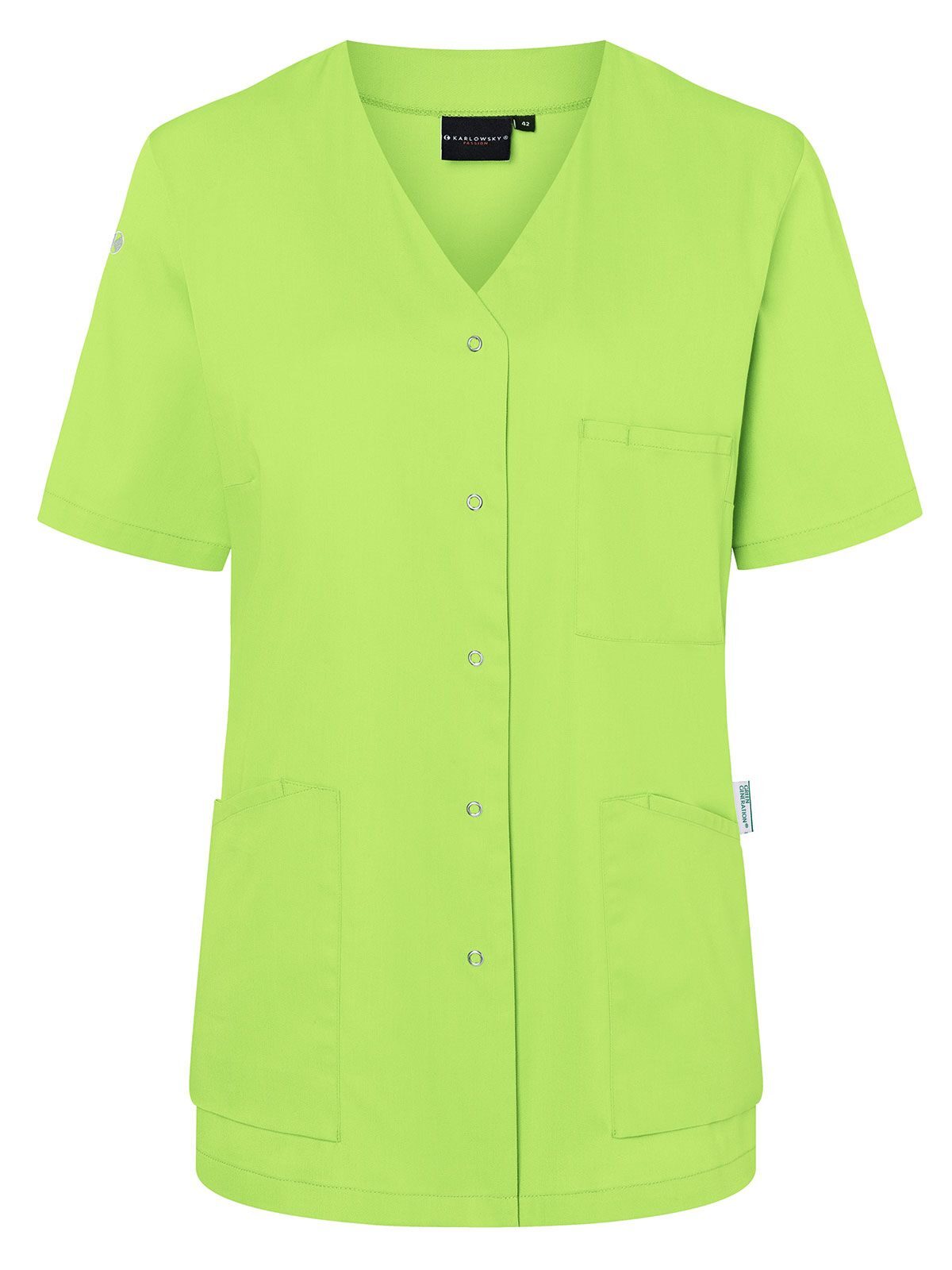 Work Smock With Press Studs - Essential Damen Schürze / Kasack – Karlowsky – Farbe Kiwi – individuell veredelbar