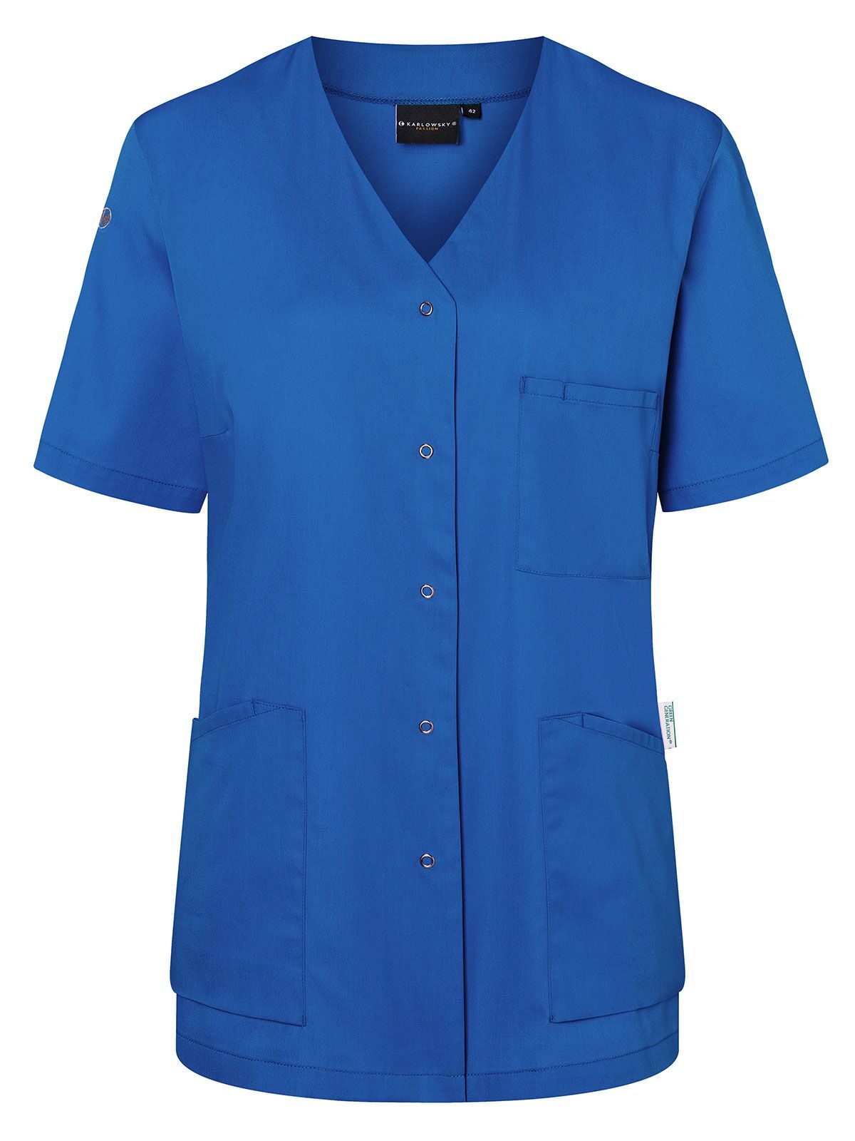 Work Smock With Press Studs - Essential Damen Schürze / Kasack – Karlowsky – Farbe Royalblau – individuell veredelbar