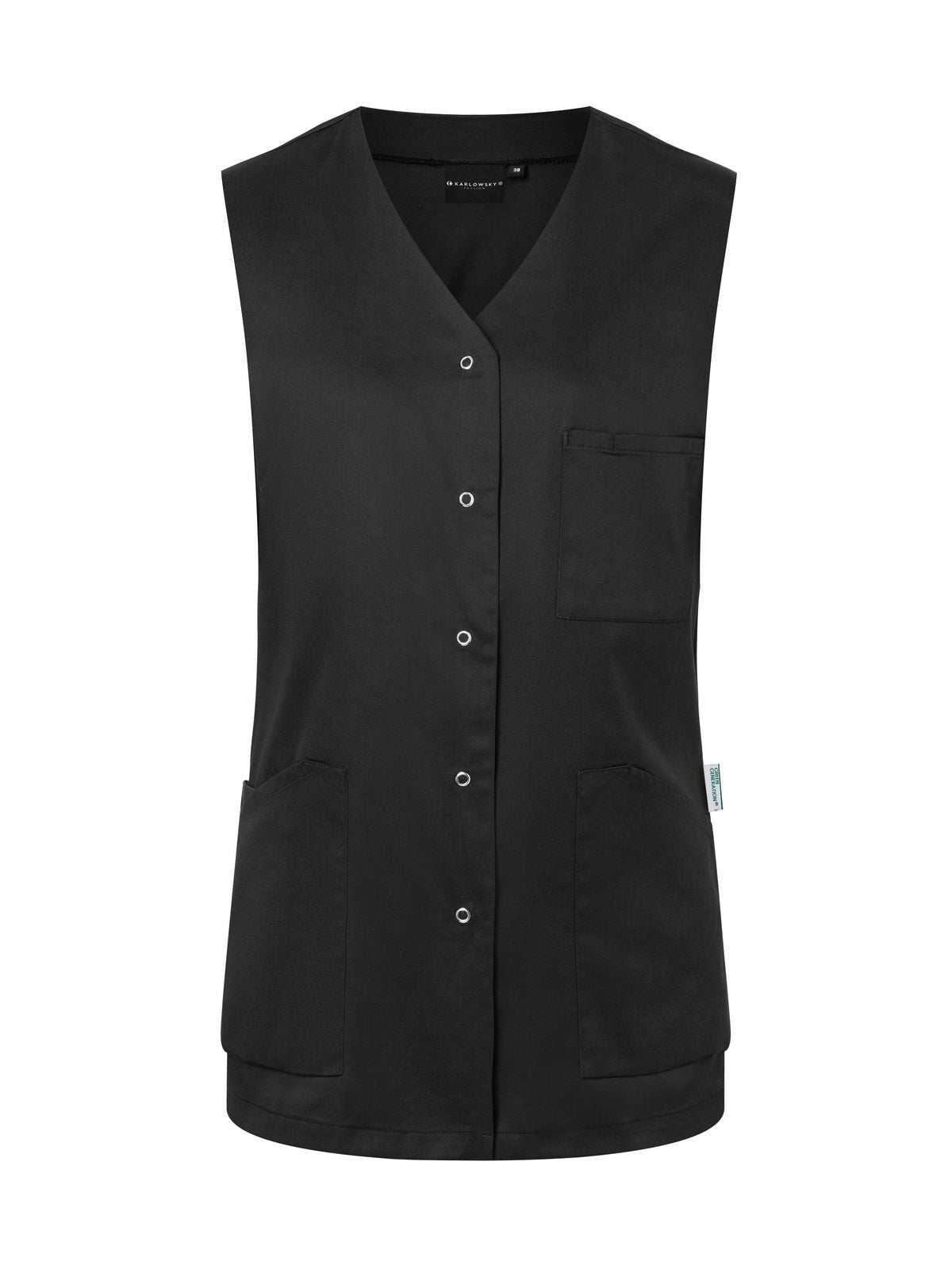 Sleeve-less Ladies´Tunic Essential Damen Schürze / Kasack – Karlowsky – Farbe Schwarz – individuell veredelbar