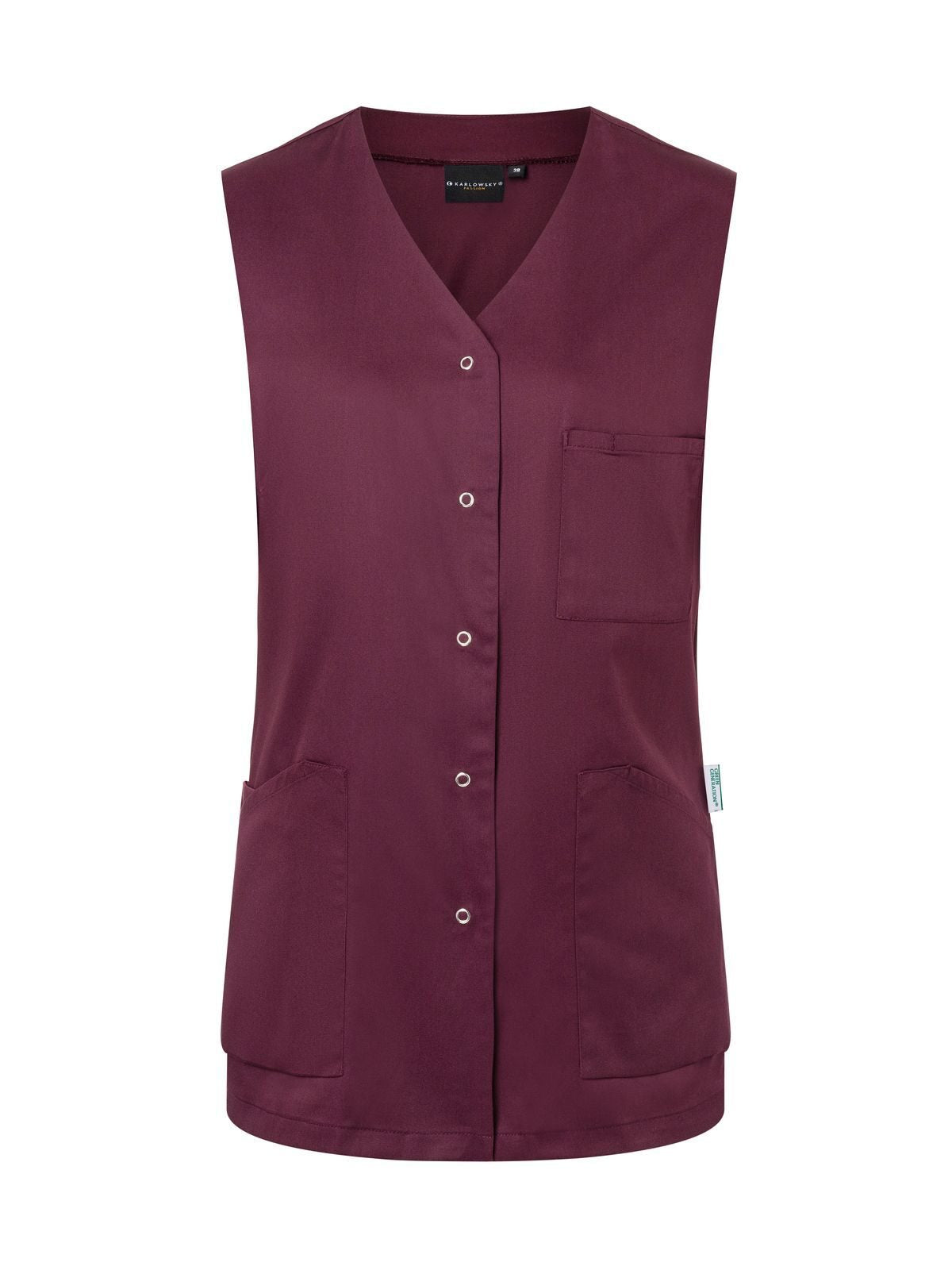 Sleeve-less Ladies´Tunic Essential Damen Schürze / Kasack – Karlowsky – Farbe Aubergine – individuell veredelbar