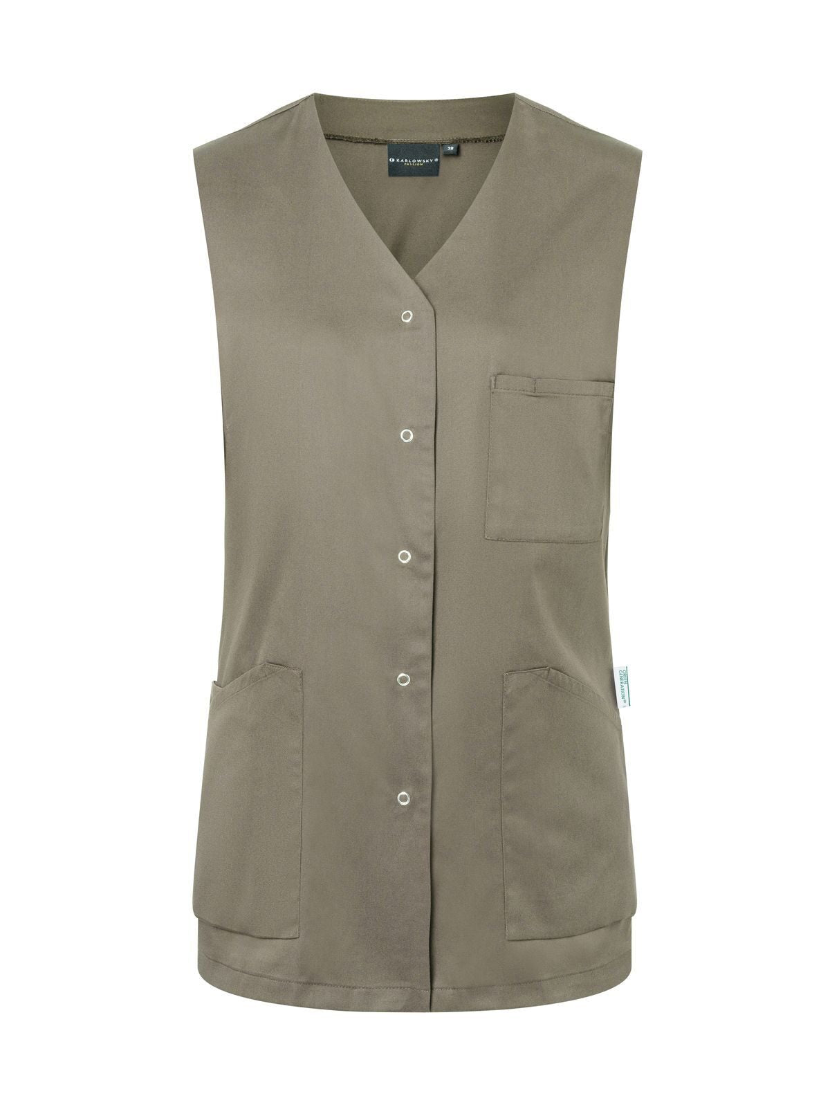 Sleeve-less Ladies´Tunic Essential Damen Schürze / Kasack – Karlowsky – Farbe Sage – individuell veredelbar
