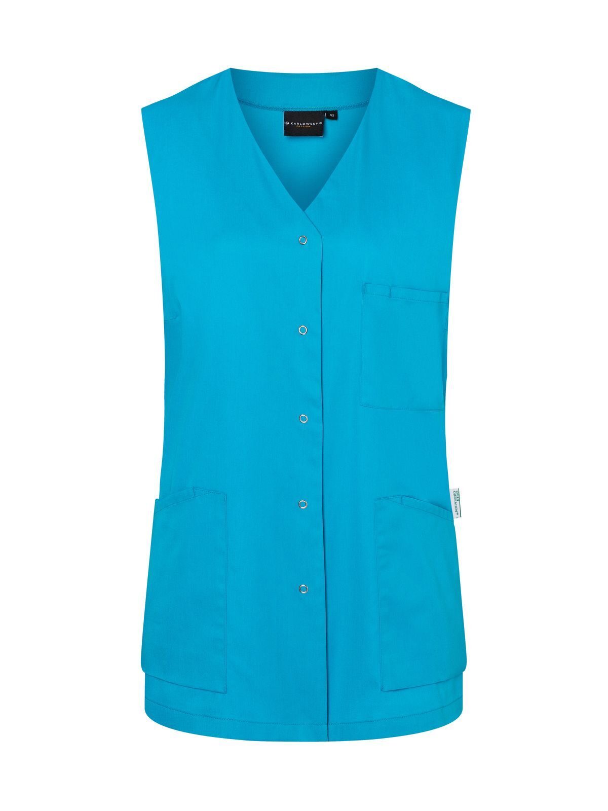 Sleeve-less Ladies´Tunic Essential Damen Schürze / Kasack – Karlowsky – Farbe Pacific Blue – individuell veredelbar