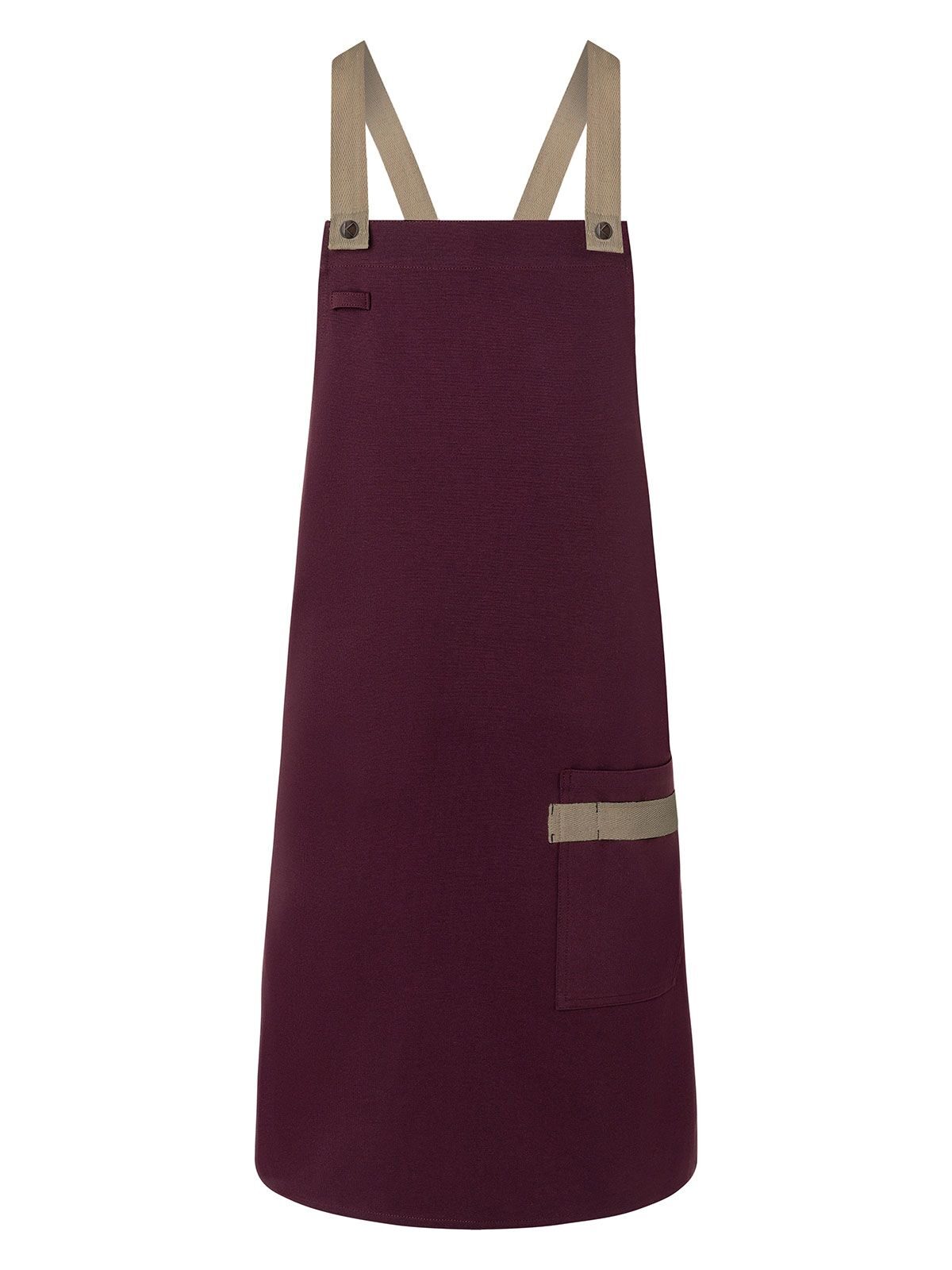 Bib Apron With Crossed Ribbons Herren Schürze / Kasack – Karlowsky – Farbe Aubergine – individuell veredelbar