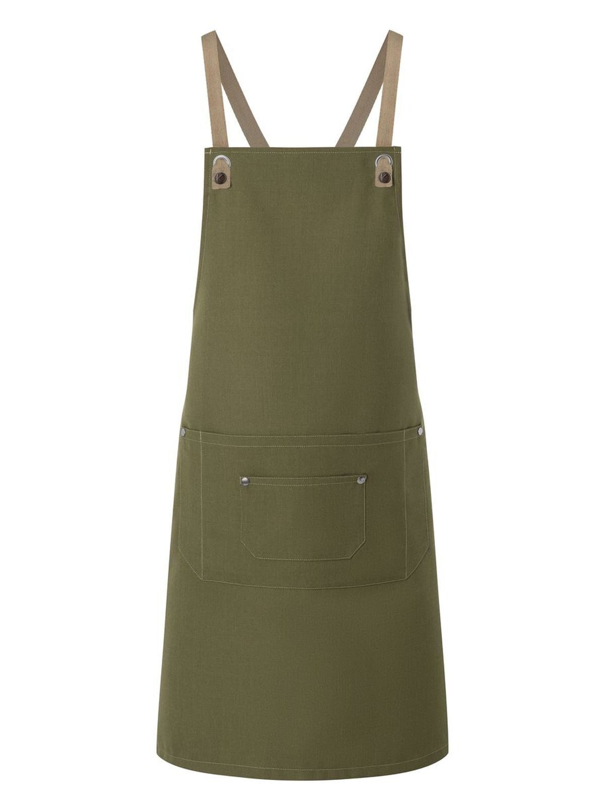 Bib Apron With Crossed Ribbons And Big Pocket Herren Schürze / Kasack – Karlowsky – Farbe Moss Green – individuell veredelbar