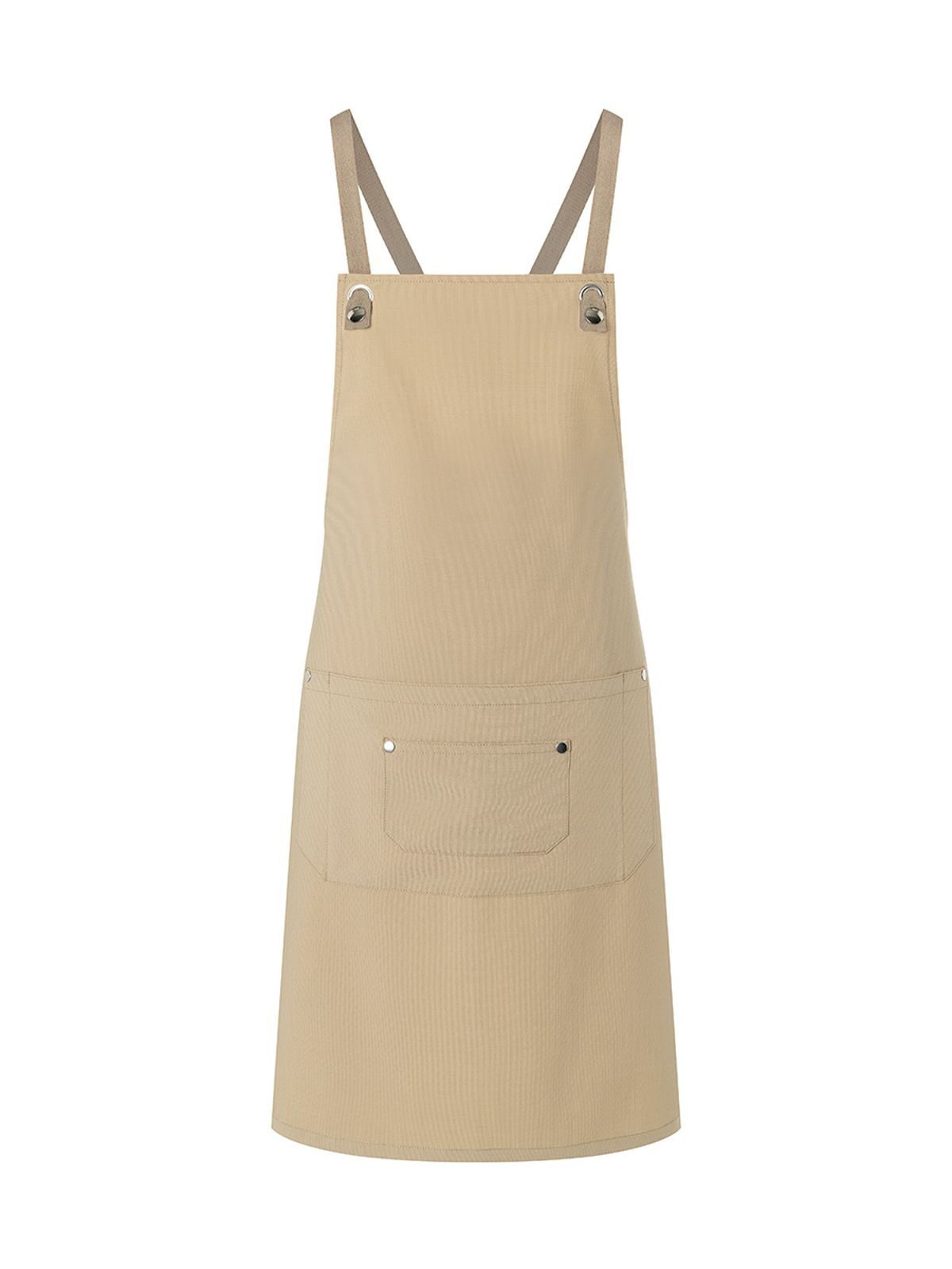 Bib Apron With Crossed Ribbons And Big Pocket Herren Schürze / Kasack – Karlowsky – Farbe Pebble Beige – individuell veredelbar