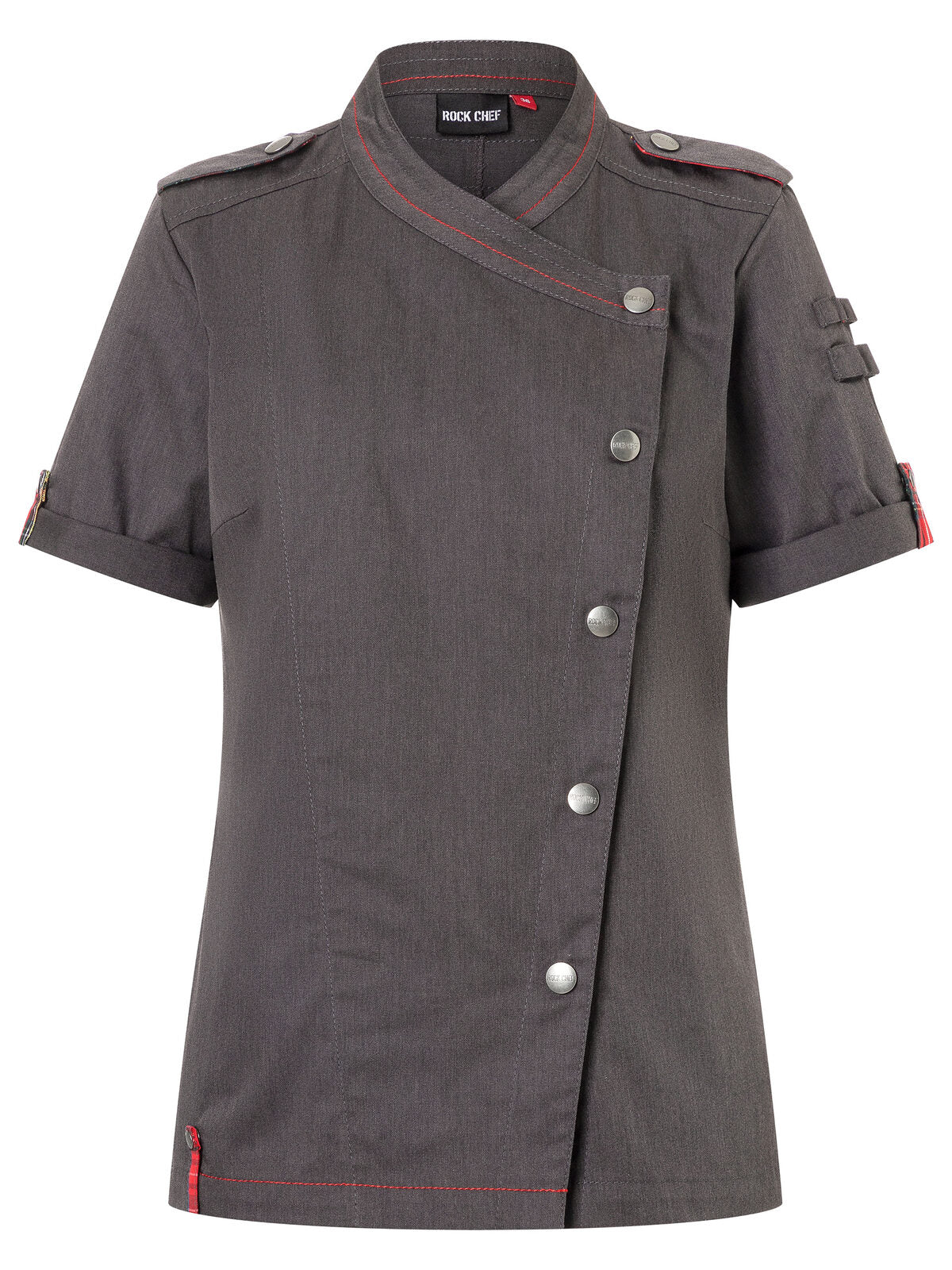 Giacca da cuoco da donna a maniche corte ROCK CHEF®-Stage2 Damen Schürze / Kasack – Karlowsky – Farbe Vintage Black – individuell veredelbar