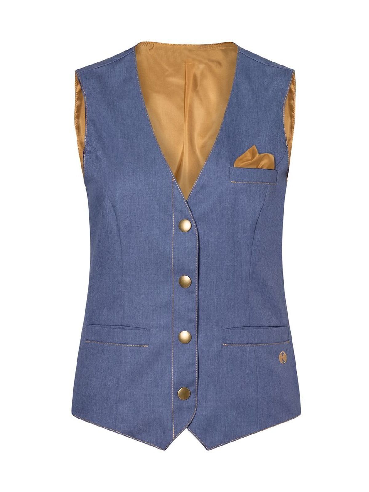 Ladies' Waistcoat Jeans-Style Damen Strick / Weste – Karlowsky – Farbe Vintage Blue – individuell veredelbar