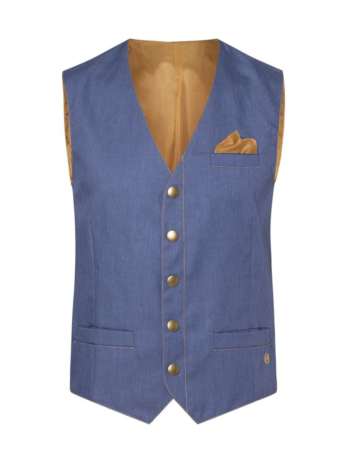 Waistcoat Jeans-Style Damen Strick / Weste – Karlowsky – Farbe Vintage Blue – individuell veredelbar