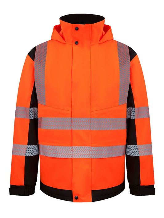 Hi-Vis Softshell Rain Jacket Printable Copenhagen Herren – Korntex – Farbe Orange/Black – individuell veredelbar