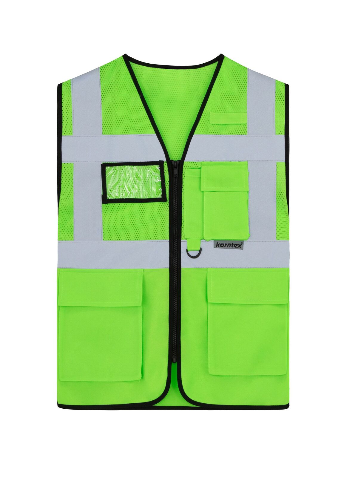 Mesh Multifunctional „Athens“ Herren Warnweste / Sicherheitsweste – Korntex – Farbe Lime Green – individuell veredelbar