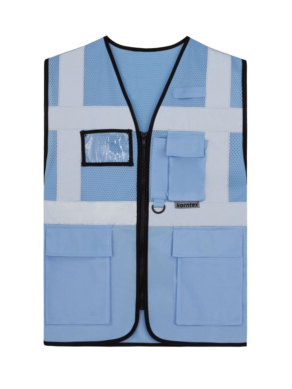 Mesh Multifunctional „Athens“ Herren Warnweste / Sicherheitsweste – Korntex – Farbe Hellblau – individuell veredelbar