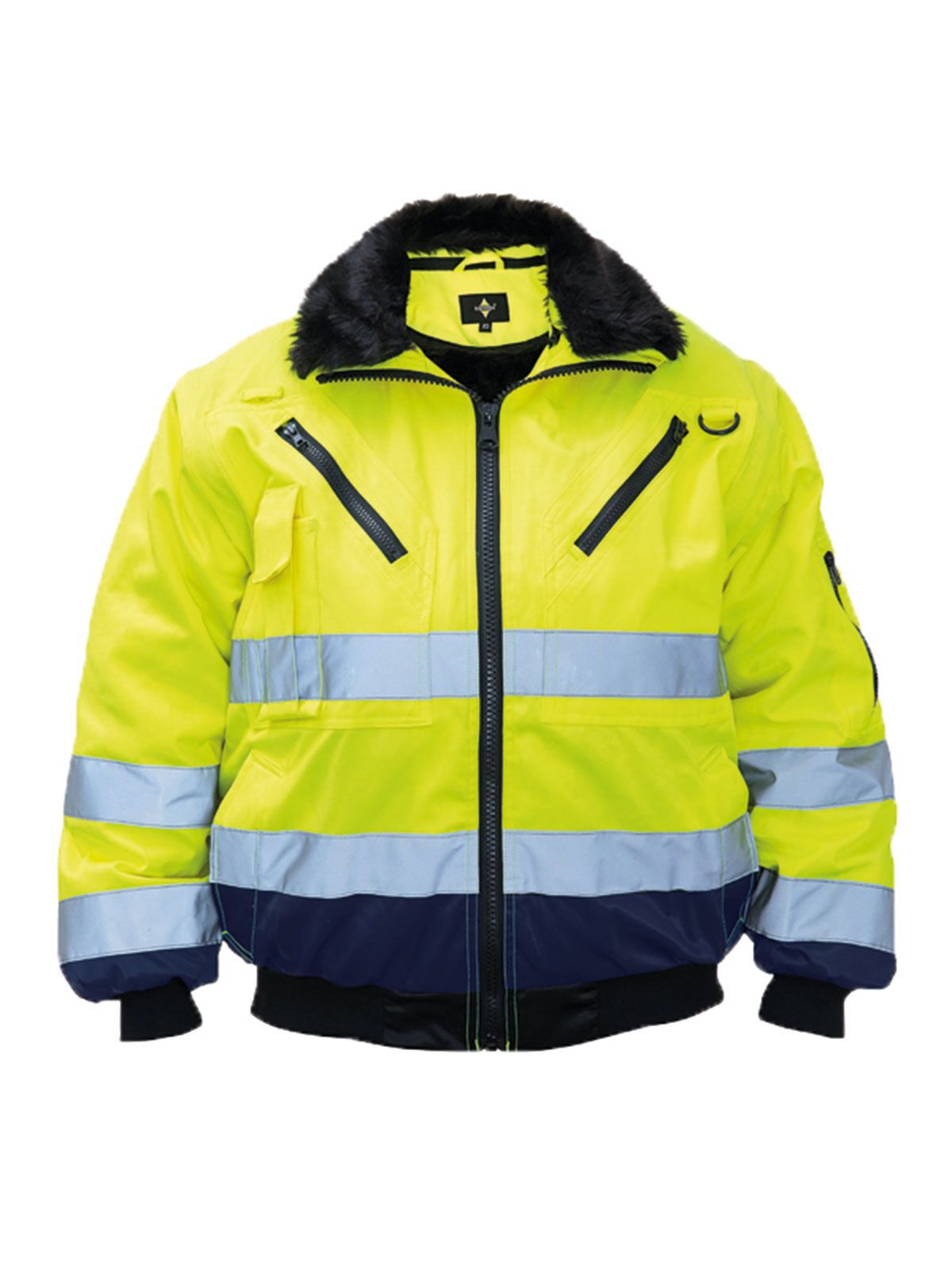 Hi-Vis Pilot Jacket 'Oslo' Herren – Korntex – Farbe yellow/navy – individuell veredelbar