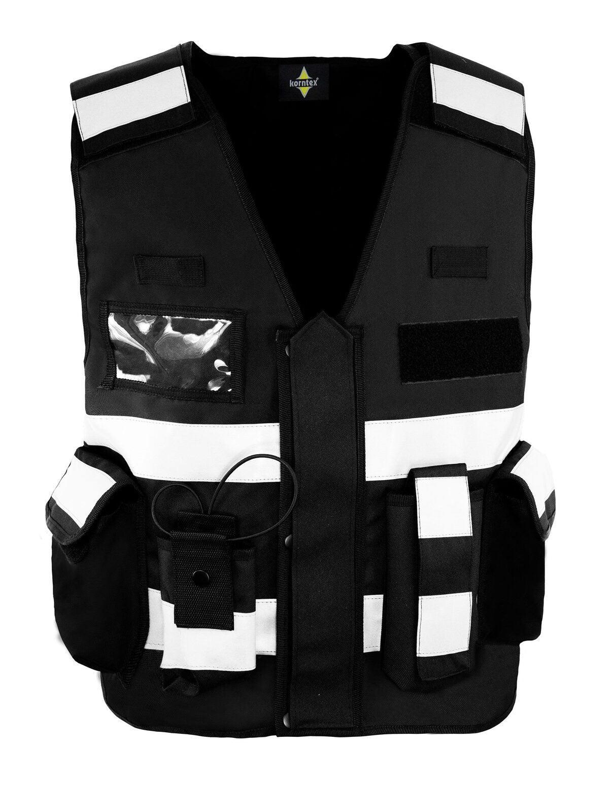Tactical Herren Warnweste / Sicherheitsweste – Korntex – Farbe Schwarz – individuell veredelbar