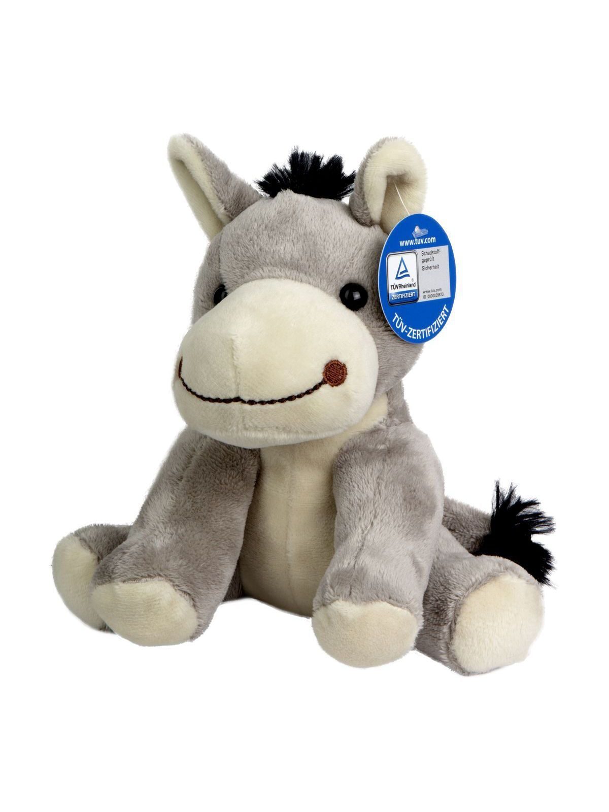 Zoo animal donkey Alex Herren Spielzeug / Plüsch – MBW – Farbe Grau – individuell veredelbar