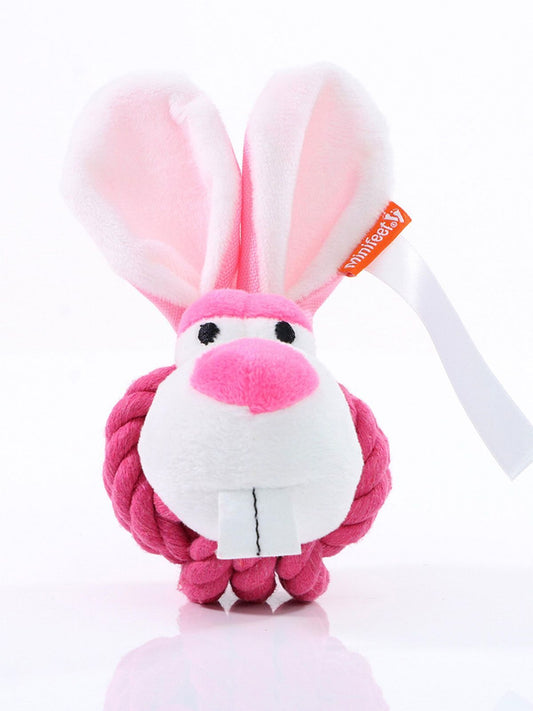 Dog toy knotted animal rabbit Herren Spielzeug / Plüsch – MBW – Farbe Pink – individuell veredelbar